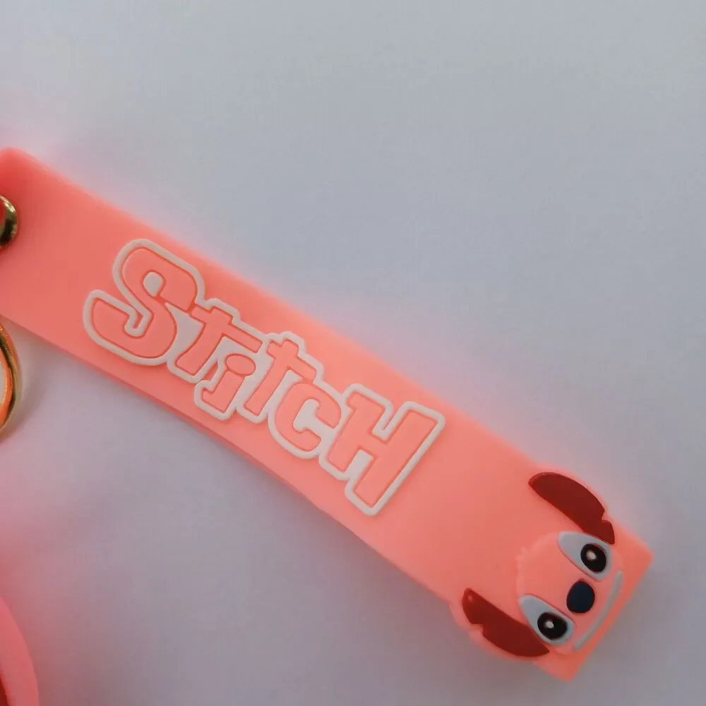 Pink SAD ANGEL STITCH Ears Down KeyChain Backpack STRAP Charm Silicone Rubber 3D